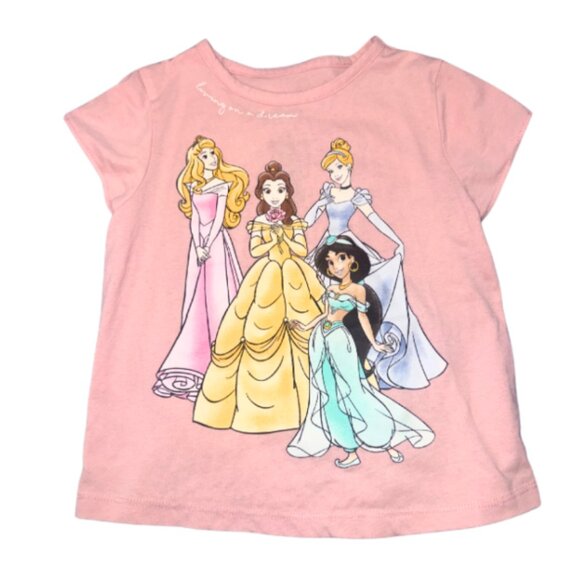 Disney Other - Disney Princess Girls Pink Short Sleeve T-Shirt with Lace Trim – Size 4T